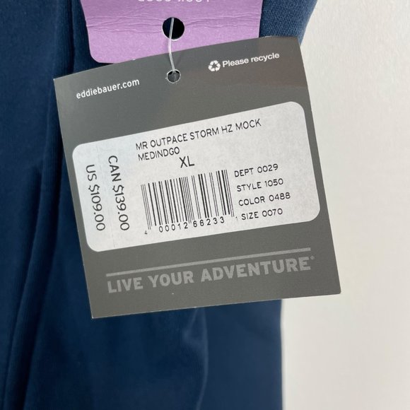 Eddie Bauer Outpace Storm HZ Mock 1/2-Zip Blue First Ascent XL - Picture 8 of 11